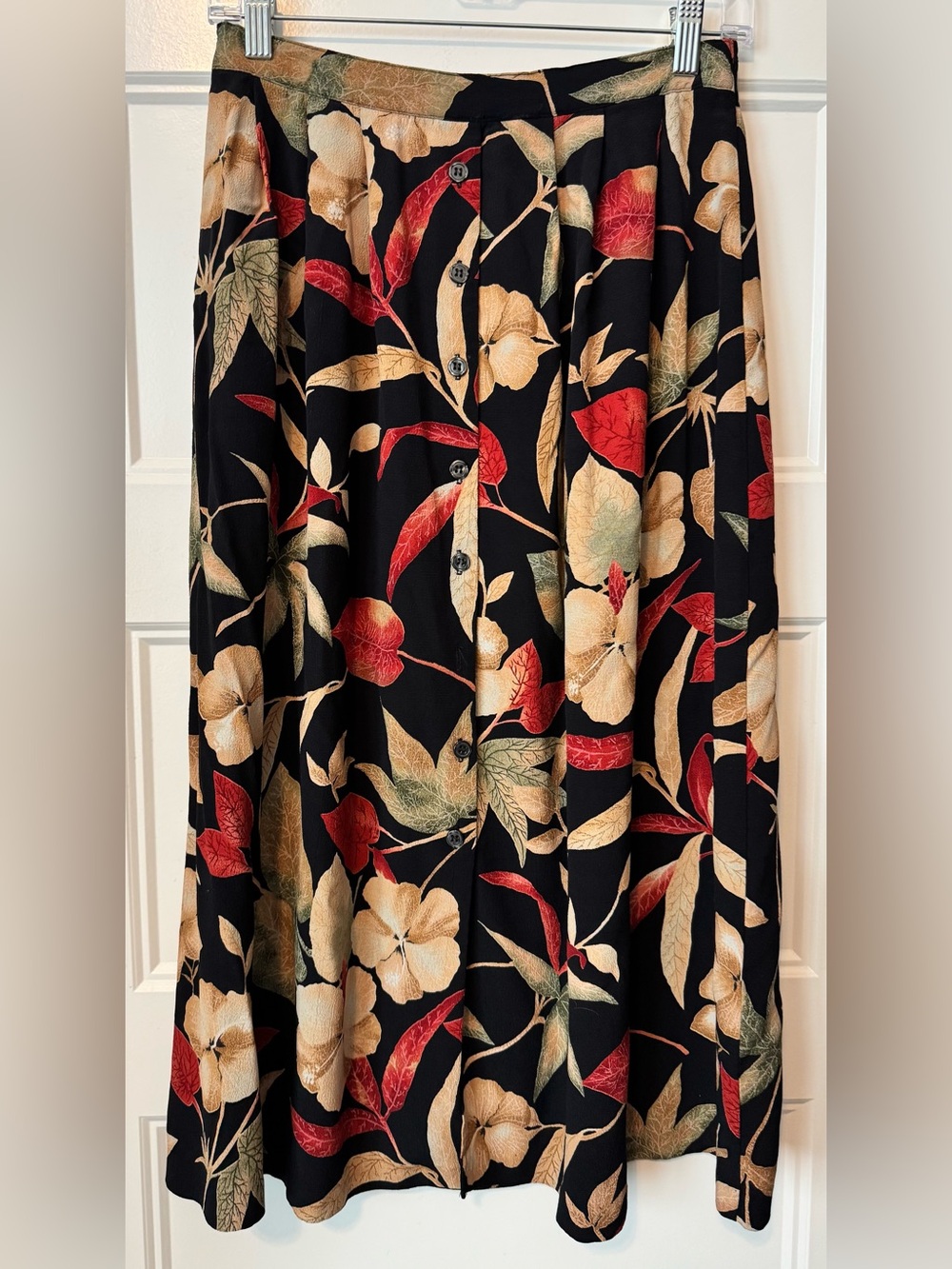 Alfred Dunner Floral Midi Skirt Petite 8P Button Front Fall Cottagecore Vintage